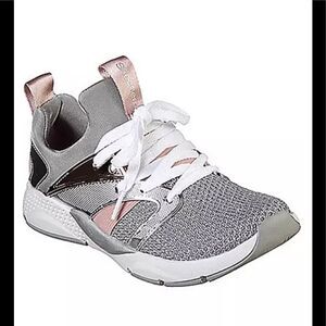 Skechers Shine SN84853L Status Silver Big Girls Sneaker, Size‎ 5